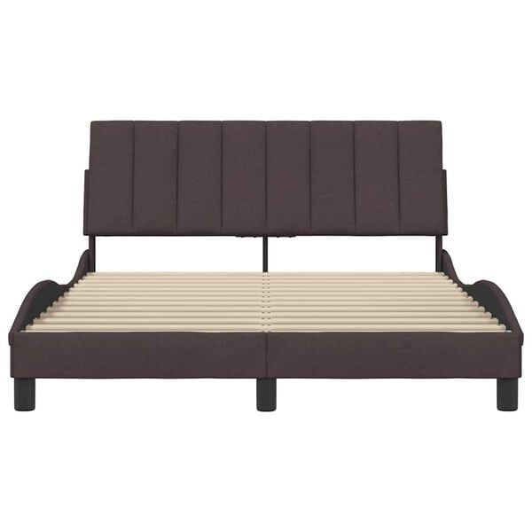 vidaXL Cadre de lit sans matelas Hanko marron fonc&eacute; 120x200 cm tissu