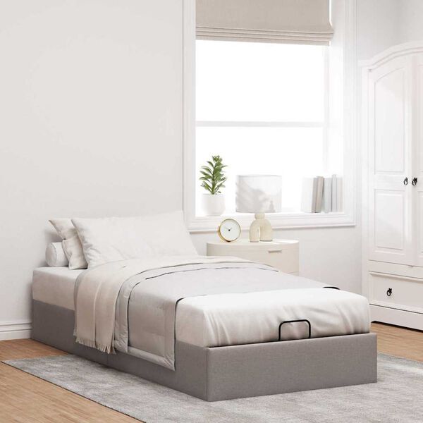 vidaXL Cadre de lit ottoman sans matelas taupe 100x200 cm tissu