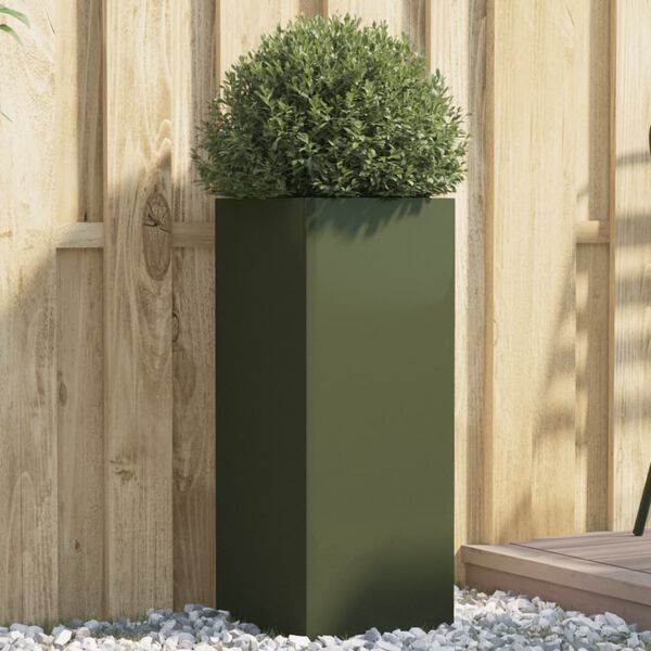 vidaXL Jardini&egrave;re vert olive 32x29x75 cm acier