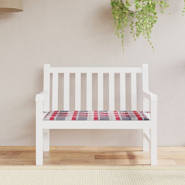 vidaXL Coussin de banc de jardin motif &agrave; carreaux rouges 100x50x3cm
