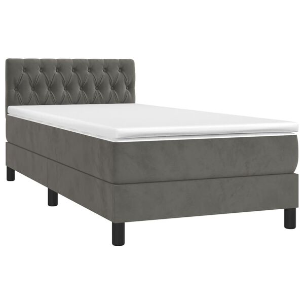 vidaXL Sommier &agrave; lattes de lit avec matelas et LED Gris fonc&eacute; 90x190cm