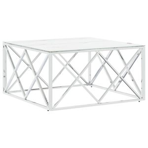 vidaXL Table basse argent&eacute; 80x80x40 cm acier inoxydable et verre