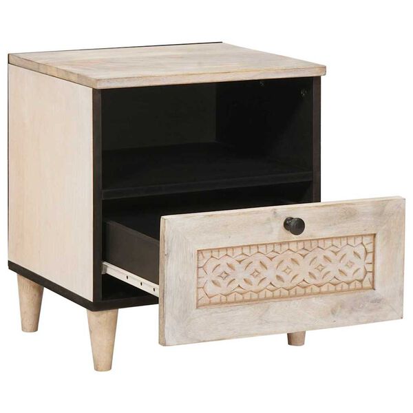 vidaXL Cabinet de chevet Beige 40 x 33 x 46 cm Bois d'acacia massif