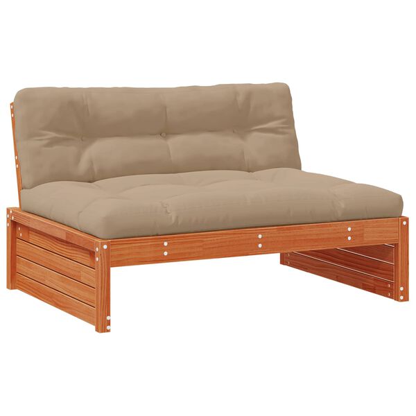 vidaXL Sofa de jardin milieu Pin massif Brun Cir&eacute;