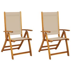 vidaXL Chaises pliables de jardin lot de 2 bois d'acacia et textil&egrave;ne
