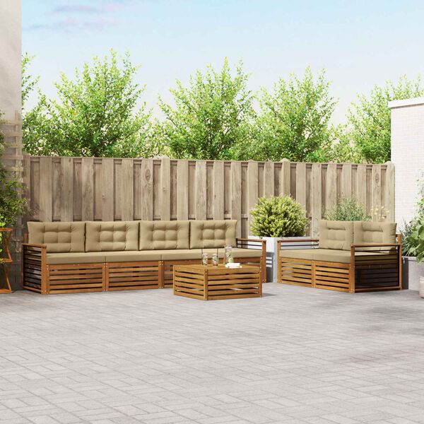 vidaXL Ensemble de canap&eacute;s d'ext&eacute;rieur 7 pcs Naturel et Beige