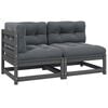 vidaXL Salon de jardin 2 pcs avec coussins Gris Bois de pin massif