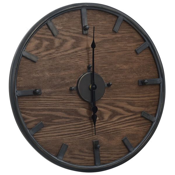 vidaXL Horloge murale Marron et noir 45 cm Fer et MDF