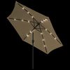 vidaXL Parasol d'ext&eacute;rieur avec LED et m&acirc;t en acier 300 cm Taupe