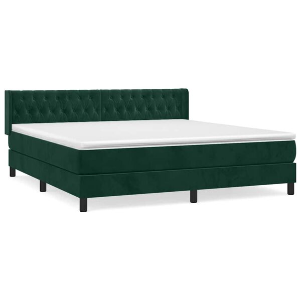 vidaXL Sommier &agrave; lattes de lit et matelas Vert fonc&eacute; 180x200cm Velours