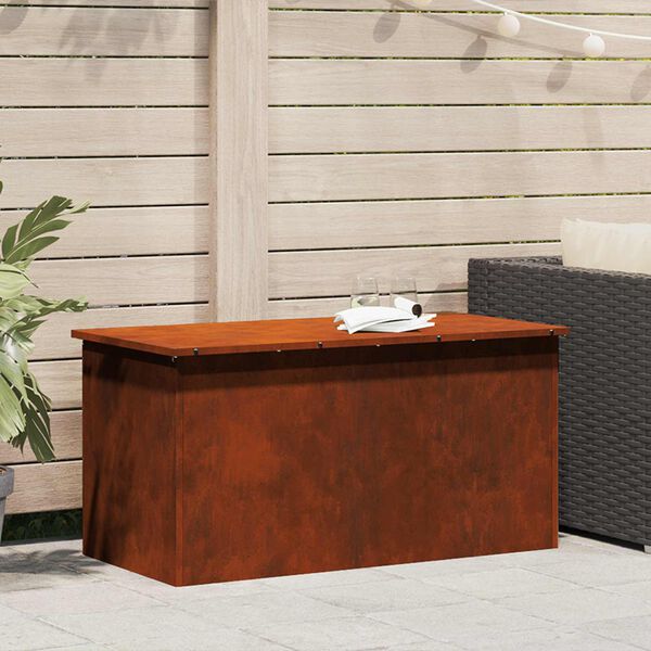 vidaXL Bo&icirc;te de Rangement Ext&eacute;rieure Rouill&eacute; 100 x 50,5 x 50 cm Acier