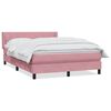 vidaXL Sommier &agrave; lattes de lit avec matelas rose 160x220 cm velours