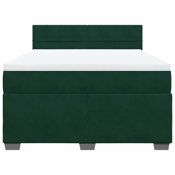 vidaXL Sommier &agrave; lattes de lit et matelas Vert fonc&eacute; 140x190cm Velours