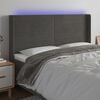 vidaXL T&ecirc;te de lit &agrave; LED Gris fonc&eacute; 183x16x118/128 cm Velours