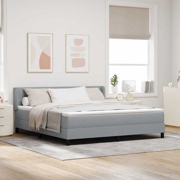 vidaXL Lit &agrave; ressorts avec matelas Gris clair 200 x 180 cm Polyester