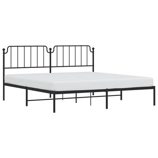 vidaXL Cadre de lit m&eacute;tal sans matelas avec t&ecirc;te de lit noir 200x200cm