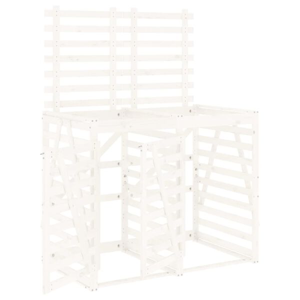 vidaXL Abri pour poubelle double sur roulettes blanc bois pin