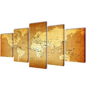 vidaXL Set de toiles murales imprim&eacute;es "Carte du monde" 100 x 50 cm