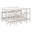vidaXL Ensemble de bar de jardin 9 pcs blanc bois de pin massif