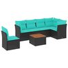 vidaXL Salon de jardin 7 pcs avec coussins noir r&eacute;sine tress&eacute;e