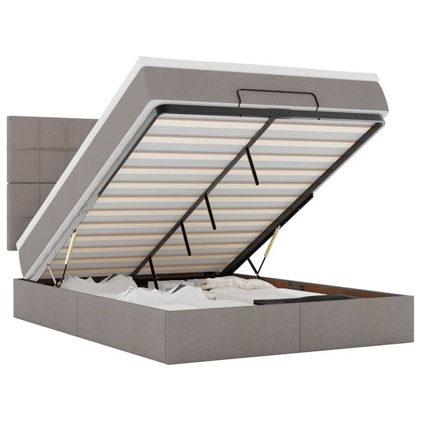 VidaXL Cadre de lit ottoman avec matelas taupe 140x190 cm tissu