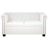 vidaXL Canap&eacute; Chesterfield &agrave; 2 places cuir synth&eacute;tique blanc