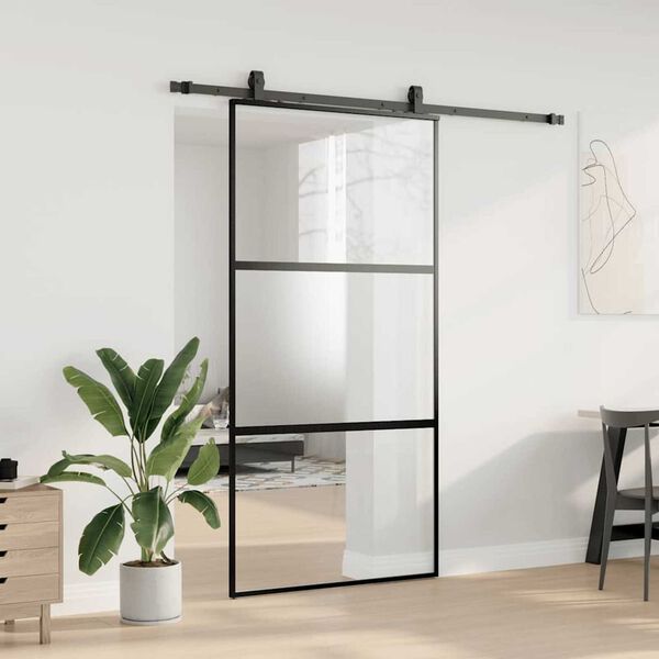vidaXL Porte coulissante avec kit de quincaillerie noir 102,5x205 cm