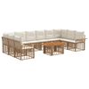 vidaXL Ensemble de canap&eacute; de jardin 11 pc Blanc Naturel et Cr&egrave;me