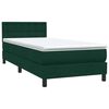 vidaXL Sommier &agrave; lattes de lit et matelas et LED vert fonc&eacute; 90x210 cm velours