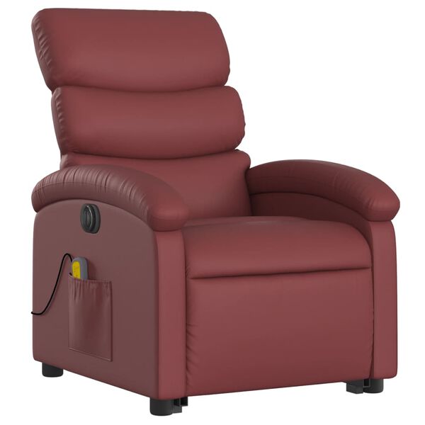 vidaXL Fauteuil inclinable de massage &eacute;lectrique rouge bordeaux