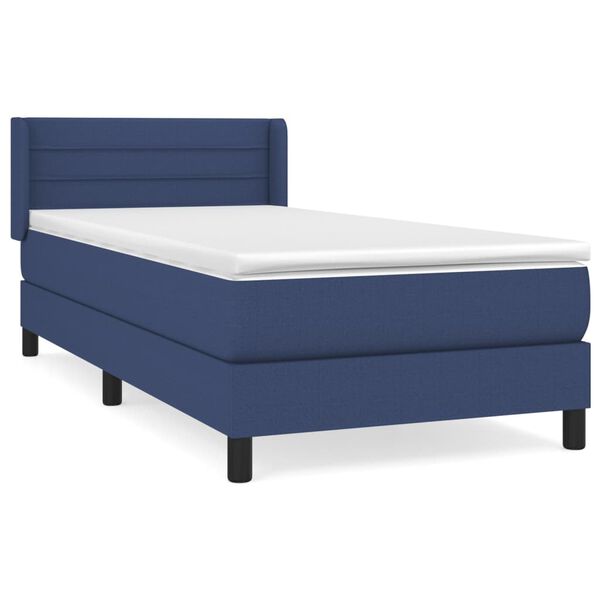 vidaXL Sommier &agrave; lattes de lit avec matelas Bleu 90x190 cm Tissu