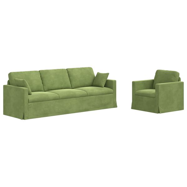 vidaXL Ensemble de Canap&eacute;s 2 pcs Vert clair 228 x 78 x 80 cm Velours
