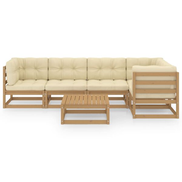 vidaXL Salon de jardin 6 pcs avec coussins Bois de pin massif
