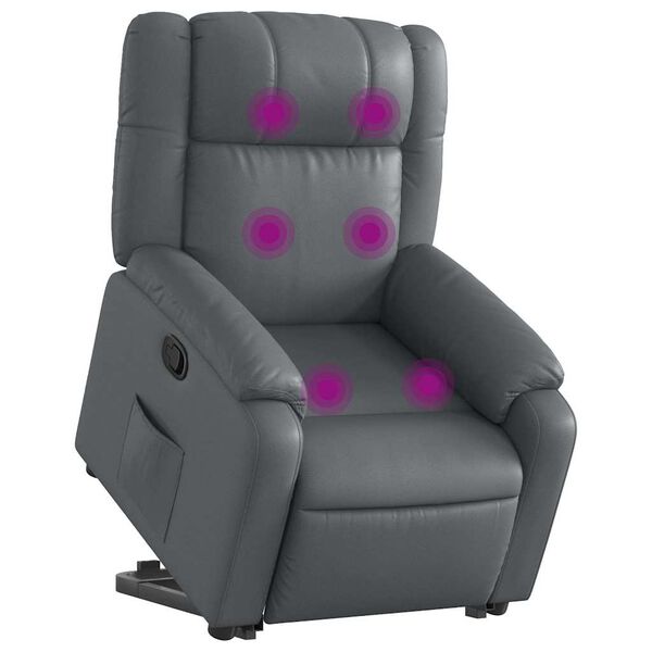 vidaXL Fauteuil inclinable de massage Gris Similicuir