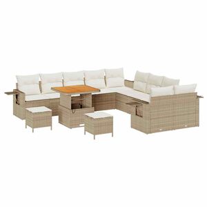 vidaXL Ensemble de canap&eacute; de jardin 13 pcs Beige polyrotin