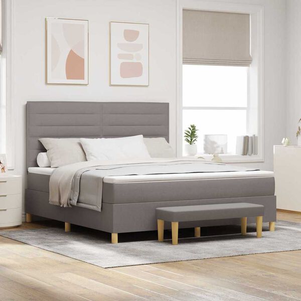 vidaXL Lit &agrave; ressorts avec matelas Taupe 180 x 200 cm tissu