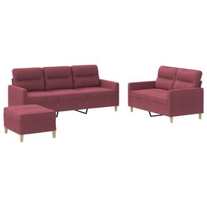 vidaXL Ensemble de canap&eacute;s 3 pcs avec coussins Rouge bordeaux Tissu
