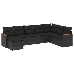 vidaXL Salon de jardin 8 pcs avec coussins noir r&eacute;sine tress&eacute;e