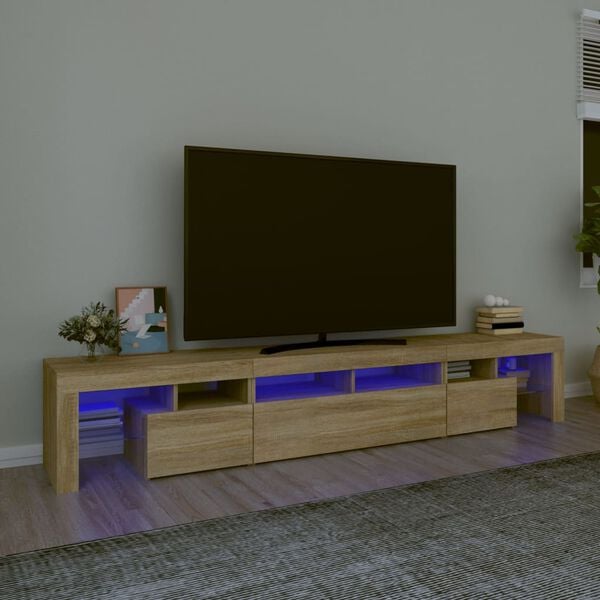 vidaXL Meuble TV avec lumi&egrave;res LED Ch&ecirc;ne sonoma 230x36,5x40 cm