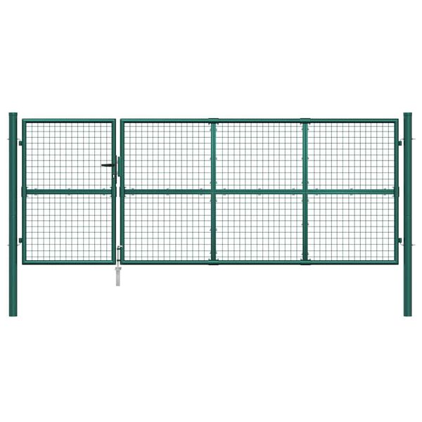 vidaXL Portail de jardin grillag&eacute; vert 350 x 125 cm en acier galvanis&eacute;