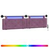 vidaXL T&ecirc;te de lit suspendue Avec lumi&egrave;re LED Pourpre Velours