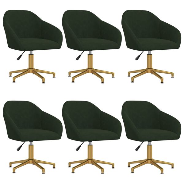 vidaXL Chaises pivotantes &agrave; manger lot de 6 vert fonc&eacute; velours