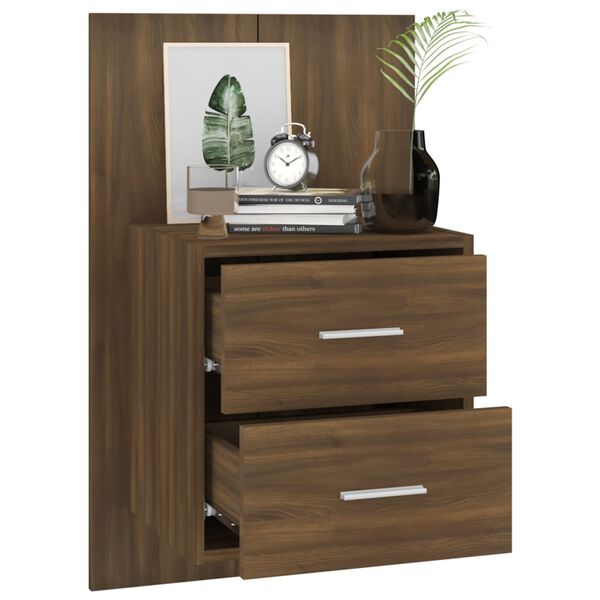 vidaXL Tables de chevet murales 2 pcs Ch&ecirc;ne marron