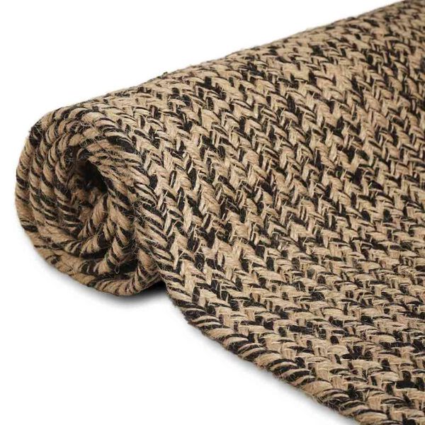 vidaXL Tapis de surface Rectangulaire Naturel et Noir 60 x 300 cm Jute