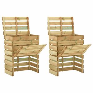 vidaXL Composteur de jardin &agrave; lattes 2 pcs Vert 110 x 58 x 113 cm
