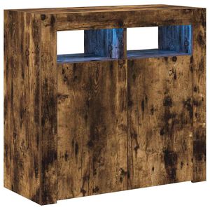 vidaXL Buffet avec lumi&egrave;res LED ch&ecirc;ne fum&eacute; 80x35x75 cm