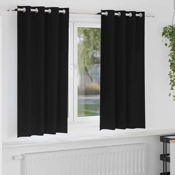 vidaXL Rideaux occultants avec anneaux 2 pcs Noir 175 x 140 cm
