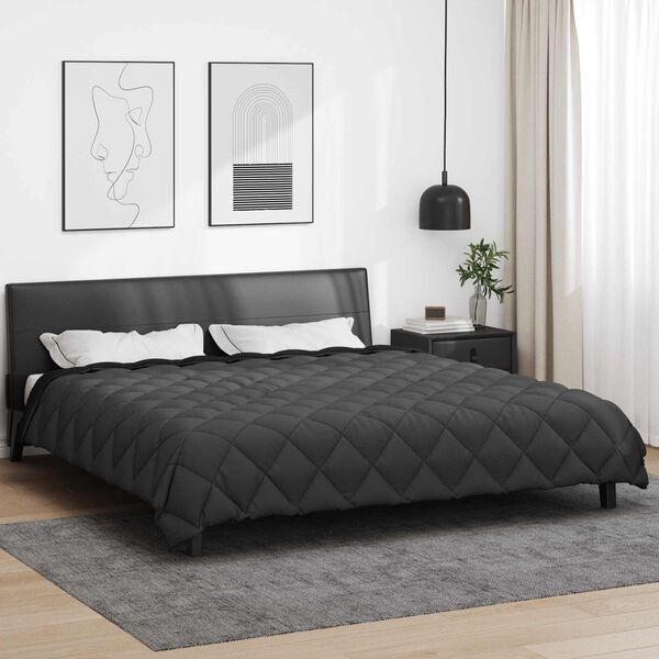 vidaXL Duvet d'hiver Noir et anthracite 240 x 200 cm Microfibre