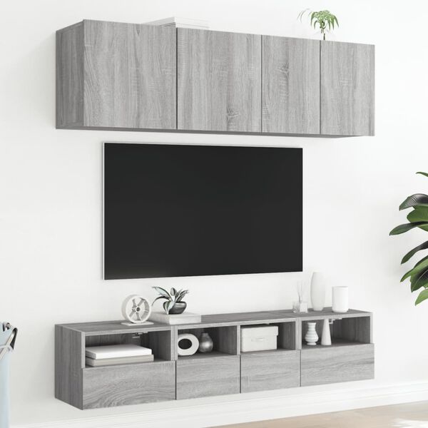 vidaXL Meubles TV muraux 2pcs sonoma gris 40x30x30cm bois d'ing&eacute;nierie