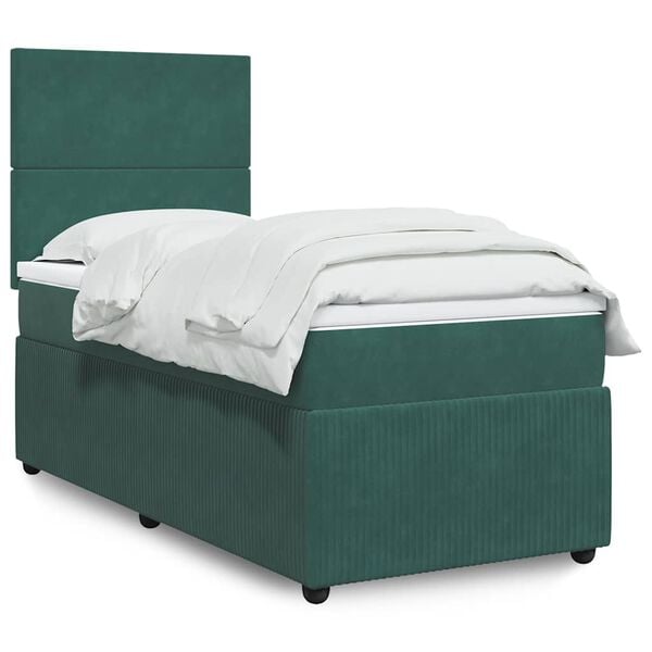 vidaXL Sommier &agrave; lattes de lit avec matelas Vert fonc&eacute; 90x200 cm
